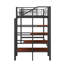 Lit mezzanine en métal de taille simple, avec une grille de rangement supérieure et une échelle de rangement latérale-2038859307