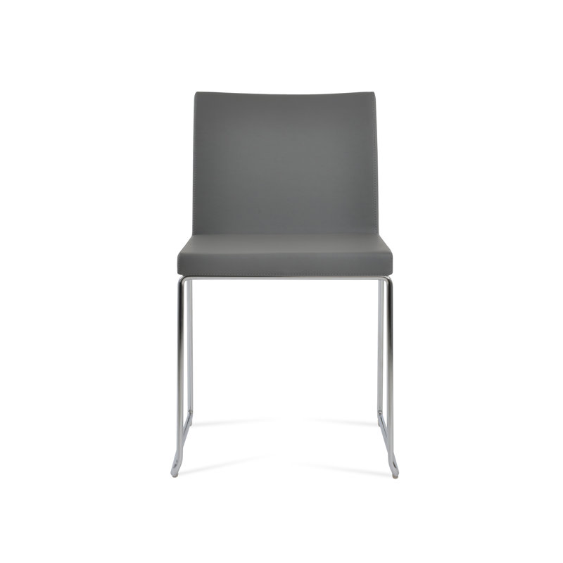 Aria Stackable Dining Chair, Chrome, Cinnamon Leatherette