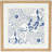 Wood Handmade Relief Floral Blue Wall Decor with Brown Woven Seagrass Frame and White Backing