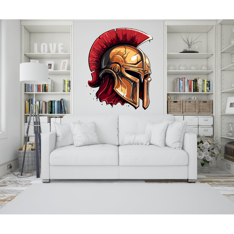 Spartan Helmet Wall Art Decal, Spartan Wall Decor, 12" H x 10" W