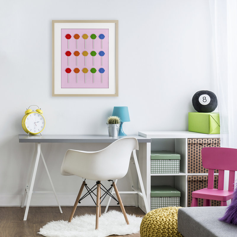 «Candy Pops on Rose Light», reproduction encadrée sous verre, design par Lish Creative, 16 x 13