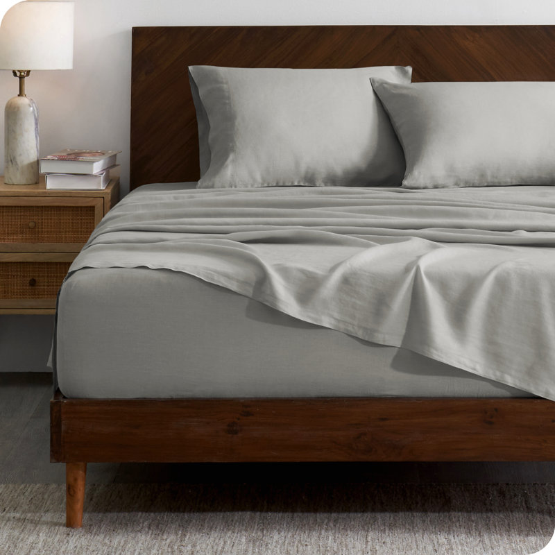 Full Dark Grey Organic Linen Sheet Set