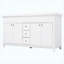Ensemble de meuble-lavabo blanc 60 po avec lavabo double en résine, ensemble de meuble-lavabo autoportant avec 3 tiroirs à fermeture douce, 4 portes avec tablettes à double couche, pieds en bois massif, pour la salle de bain