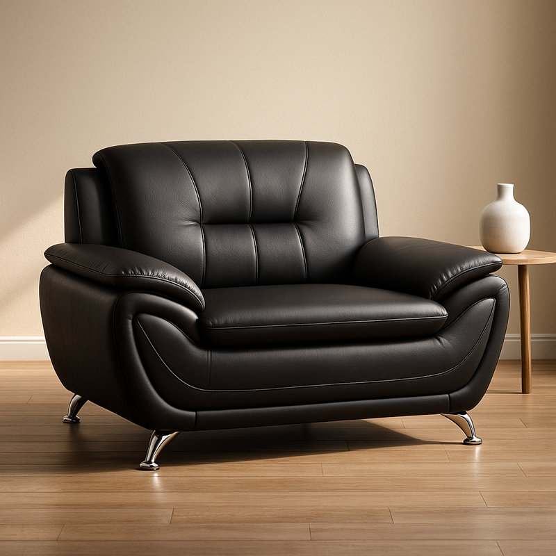 Nolan Modern Accent Chair with Sculpted Comfort Design, Black Faux Leather