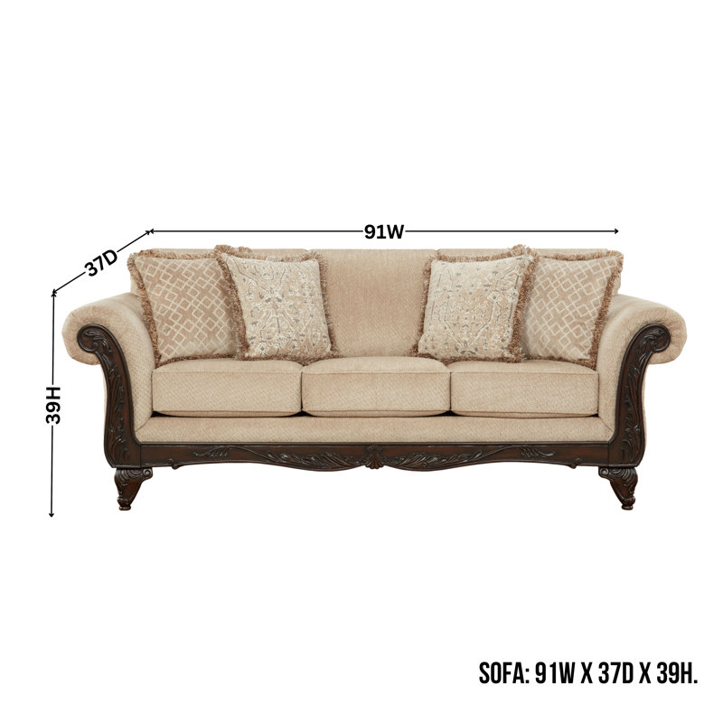 Halima 2-Piece Carved Wood Sofa & Loveseat Set