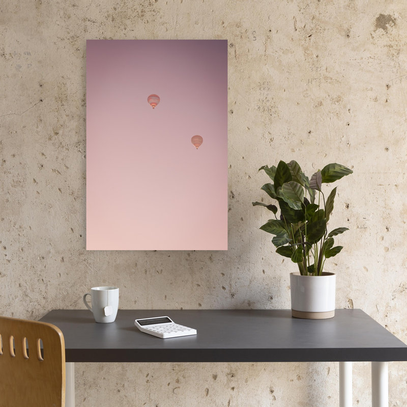 «Pink Sky Ballons Dreamy Ethereal Peaceful Landscape Nature», reproduction d'art, H 18 po x l 12 po