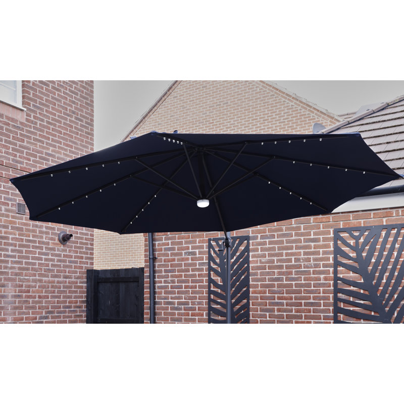 Aadit 300cm Lighted Cantilever Parasol, Dark Blue