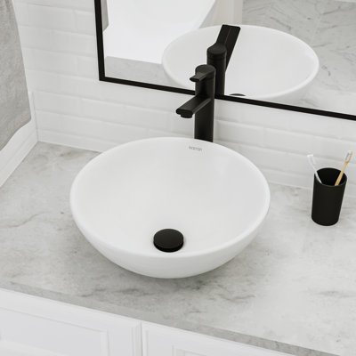 Karran Valera 16 In. Vitreous China Round Vessel Bathroom Sink