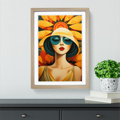 Sunflower Art Deco - Framed Print