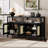 Rattan Buffet Storage Cabinet with Solid Wood Frame-976280308