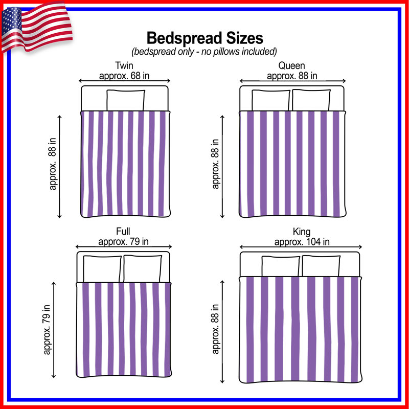 Vertical Purple Stripes Bedding Stripes Bedspread Pattern, Très grand lit