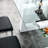 Chic Rectangular Tempered Glass Dining Table With White Support, Accommodates 6-8 Guests Elegant Solid Base, Seats People