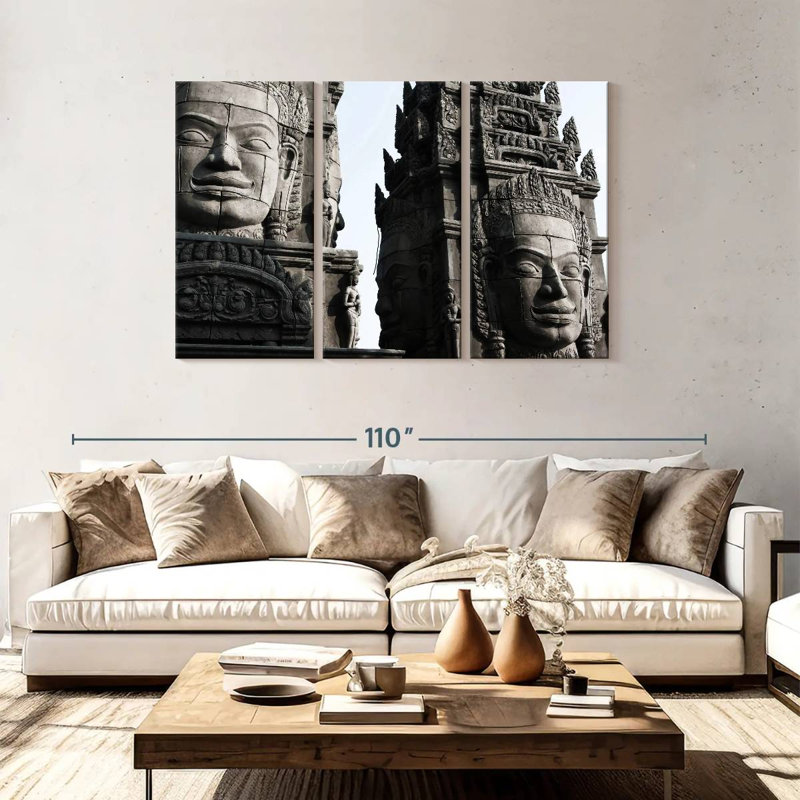 Nicci Angkor Stone Head Statues, 48" H x 74" W