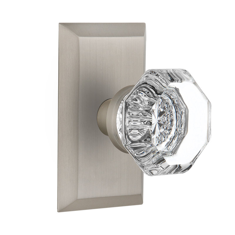 Plaque Studio avec bouton de porte Waldorf, Nickel satiné