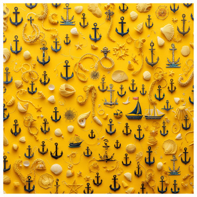 Nautical Anchors Ropes Seashells Quilted Bedspread All Sizes