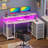 L Shaped Desk with Monitor Stand and Drawers, Gaming Desk with RGB LED Lights &Power Outlets-1128453328-1128453331