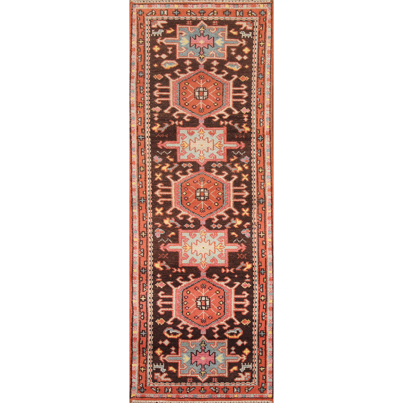 Tapis de couloir brun en laine 3x8