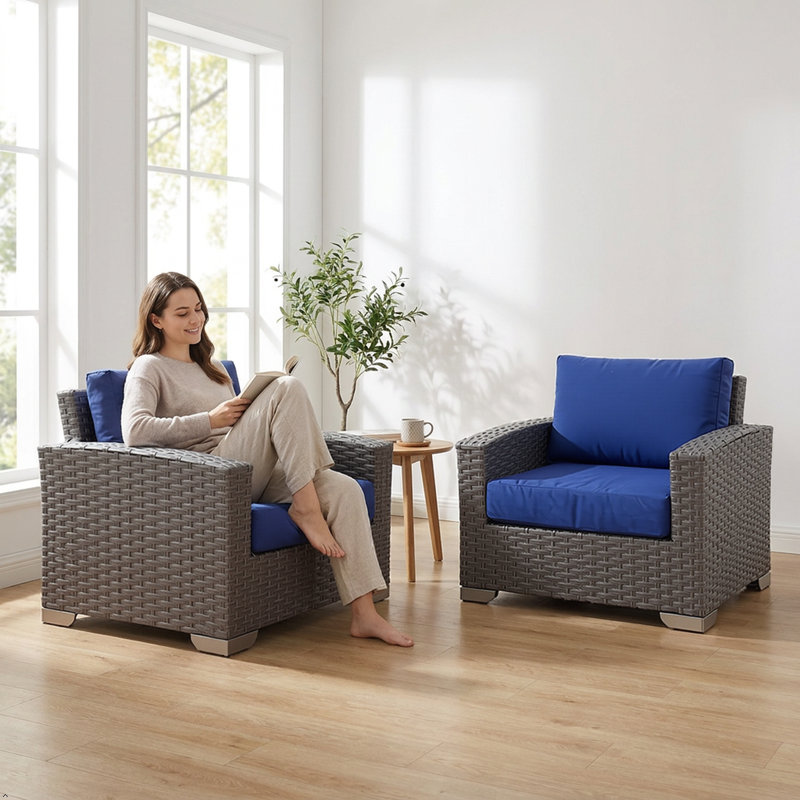 Chaise avec coussin (1 boîte), Marine