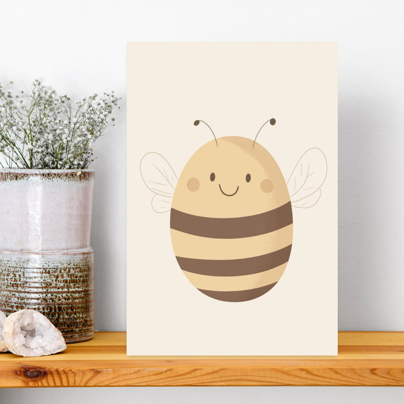 Happy Little Bee Whimsical Contemporary Bee Nature Wall Art Print by Mathieu - Wrapped Canvas Print, 45.72cm H x 30.48cm W