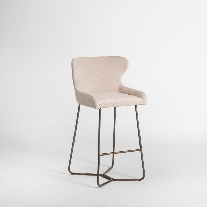 Falls Upholstered and Velvet Bar Stool, Cream