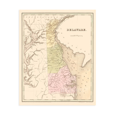 " Vintage 1838 Delaware State Map "