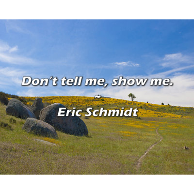 Eric Schmidt Quote: Don’t tell me, show me.
