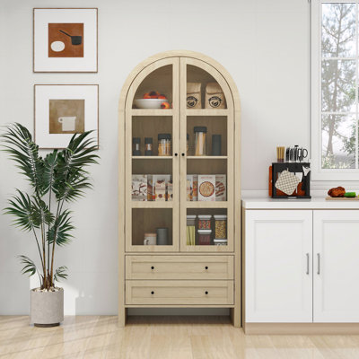 Armoire de rangement, ferme moderne, bois, 28 po, tablettes réglables, garde-manger arqué de 70,28 po de hauteur, armoires de cuisine, présentoir arqué avec