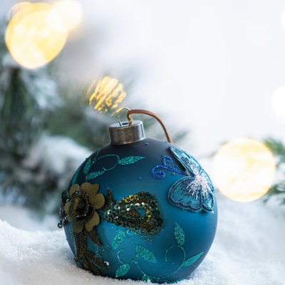 D4,7 po, boules de Noël décoratives, boules de Noël suspendues en verre, ensemble de 4