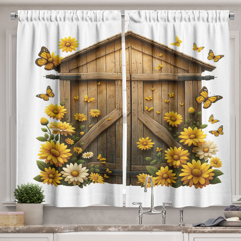 Rustic Kitchen Curtain, 55" W x 45" L