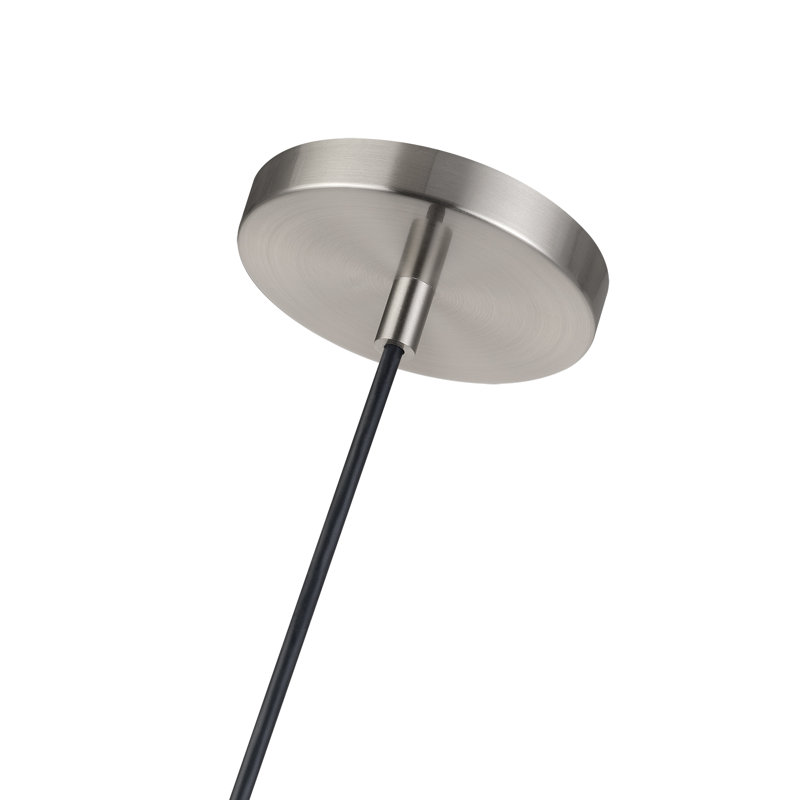 Mini-luminaire suspendu en nickel brossé 1 lumière Cassiday, Nickel brossé, Noir