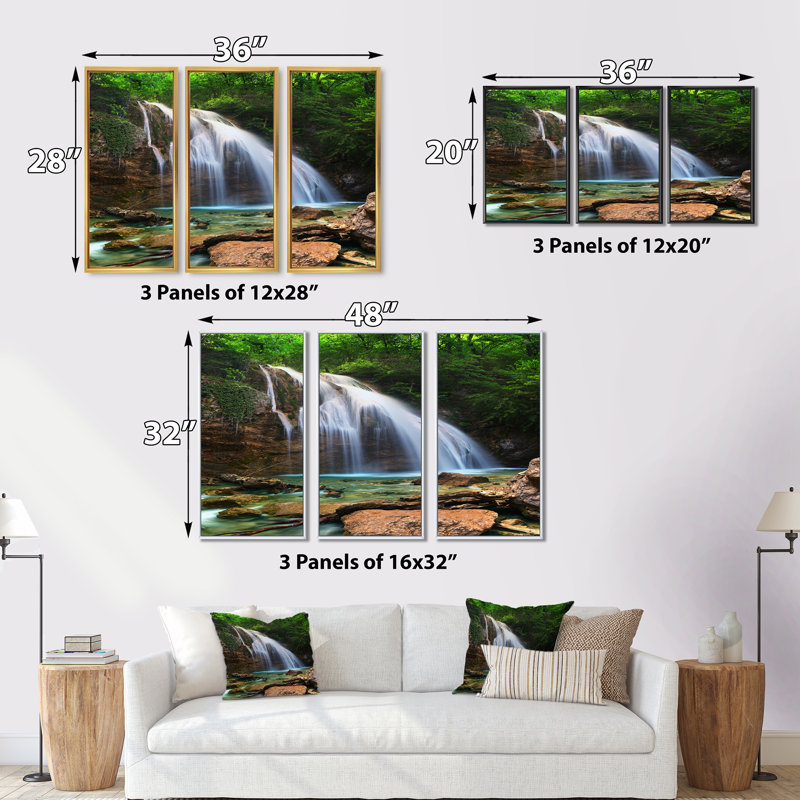 Ensemble de 3 peintures murales encadrées en toile, Cadre noir, H 20 po x l 36 po x P 1 po