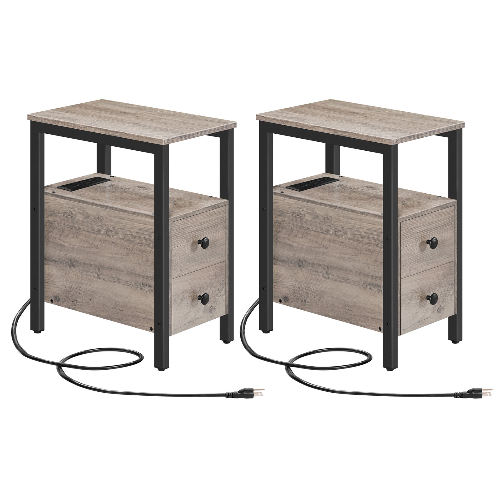 Loon Peak® Artimon 24'' Tall 2 Drawer End Table Set with Storage and