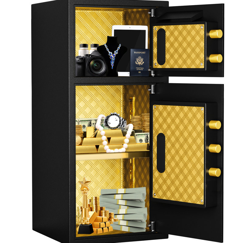Grand coffre-fort numérique à double porte à jet de monnaie de 7,0 pieds cubes avec sac étanche, double alarme, code caché, acier entièrement épaissi, interstice, fixation murale ou au sol pour la maison, le bureau, la sécurité d'hôtel