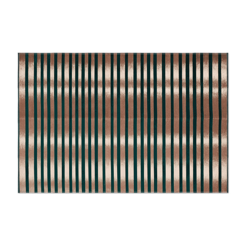 Tapis intérieur / extérieur vert HorizontalStripes, Rectangle 5 pi x 7 pi