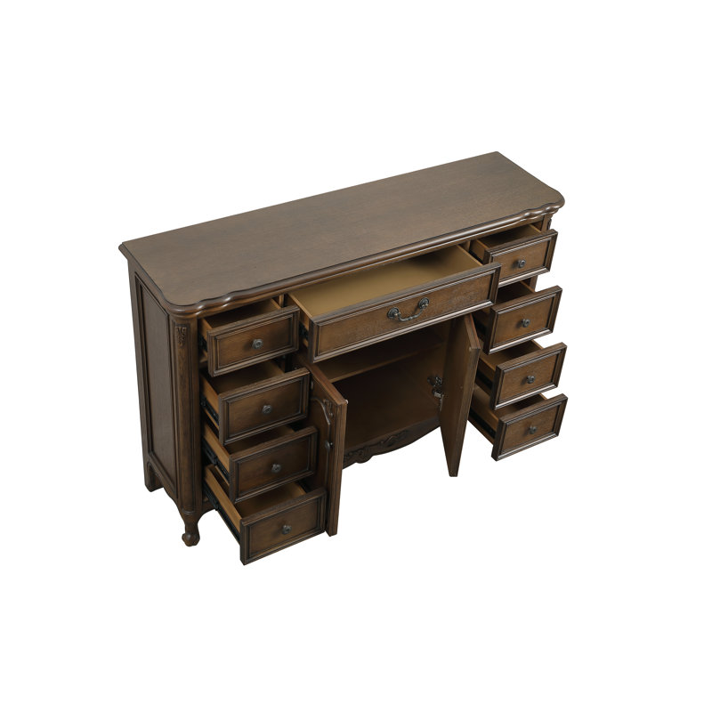 Commode d'appoint 9 tiroirs COSMO, Chêne foncé
