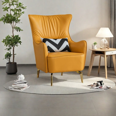 Ergonomic minimalist faux leather lounge chair