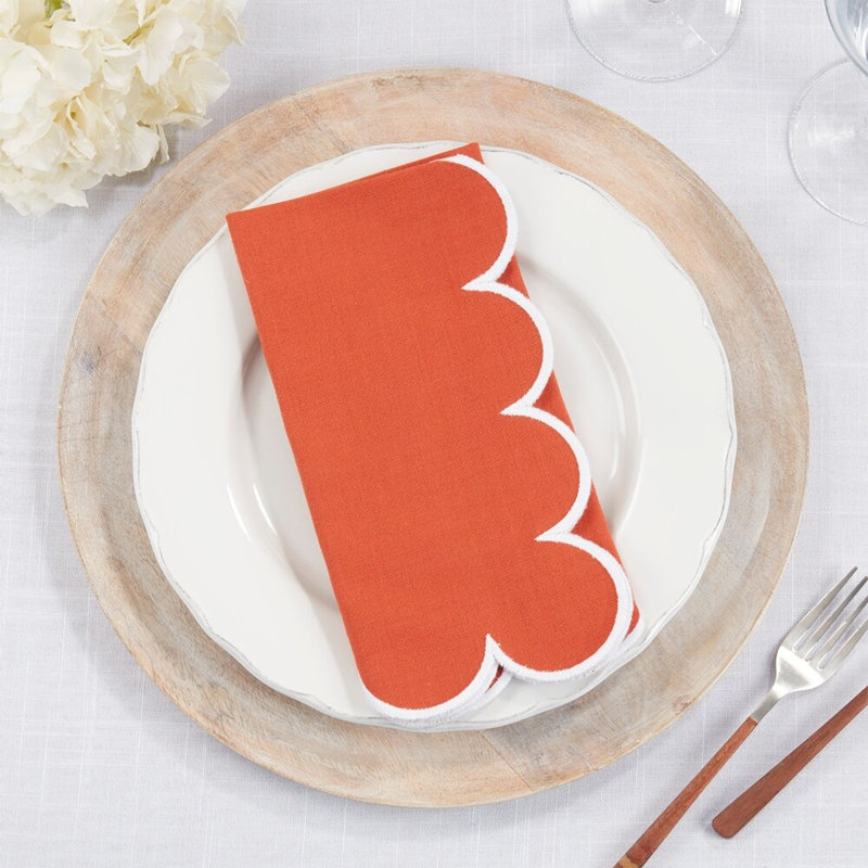 Ensemble de 4 serviettes de table en coton raffiné à bordure festonnée l 20 po x L 20 po, Rouille