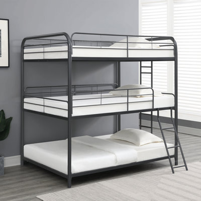 Lit superposé triple Furniture, double / double / noir