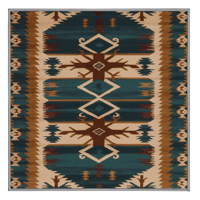  Tapis lavable de style sud-ouest Wapiti, Carré 7 pi