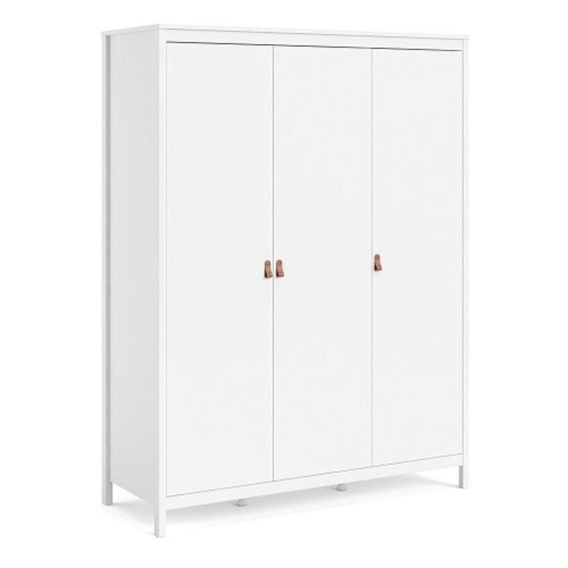 Cynteria 3 Door Manufactured Wood Wardrobe, White