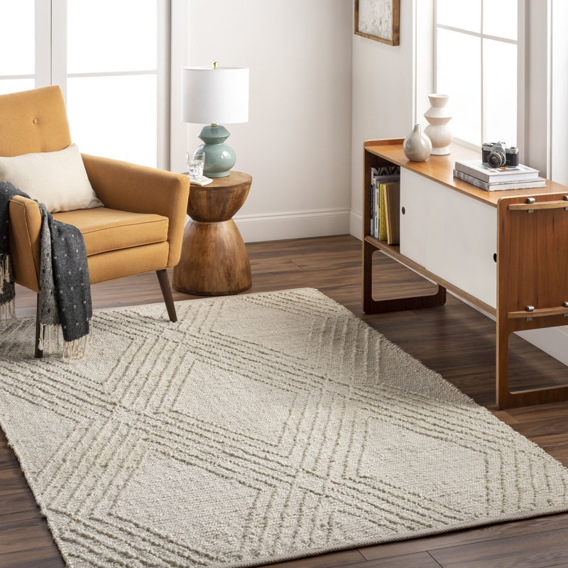 Tapis beige en jute tressé à la main Emmay, Rectangle 8 pi x 10 pi