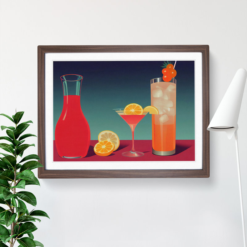 XH1022-6075X Modern Cocktail Art Vol.2 - Single Picture Frame Print, 25cm H x 34cm W x 2cm D, Walnut