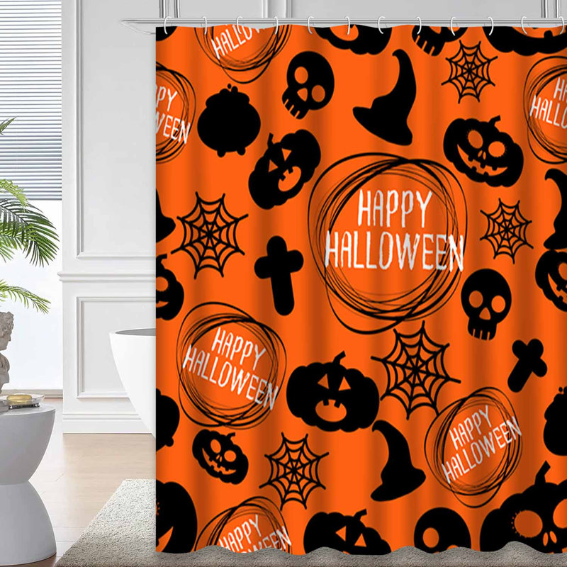 Rideau de douche Happy Halloween, 72" L x 78" W