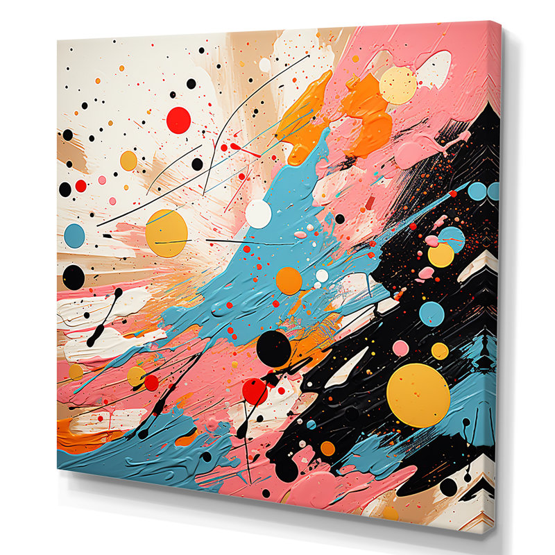 Bleu et rose abstrait Pop Fusion II - art mural Pop, Toile tendue, H 16 po x l 16 po