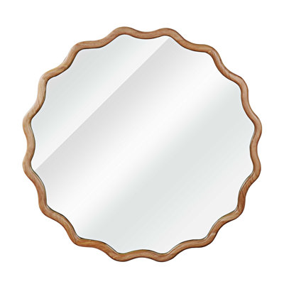 Round Wood Frame Decorative Mirror