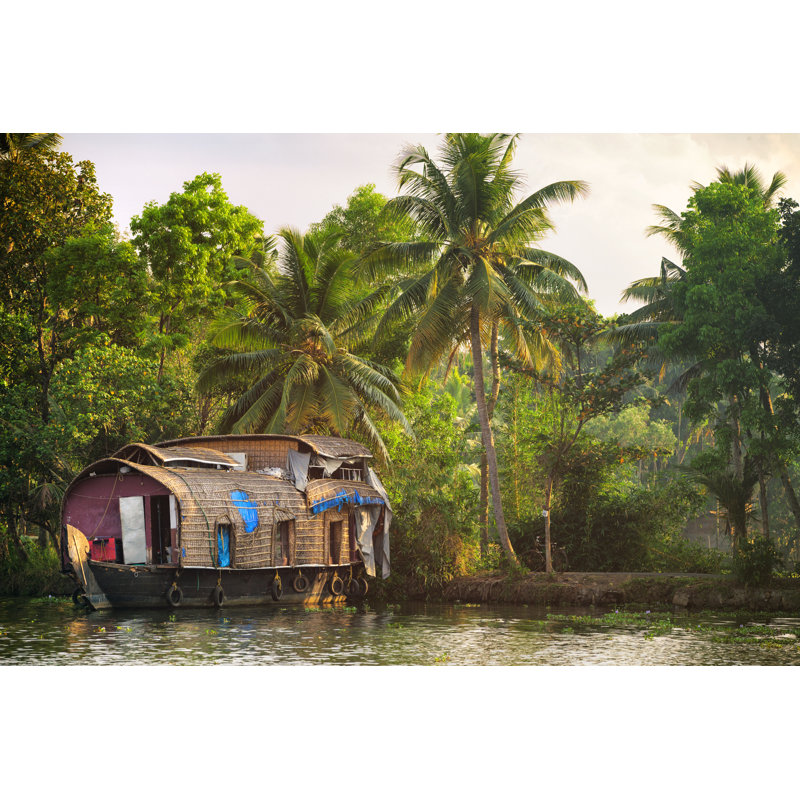 Houseboat On The Kerala Backwaters by Powerofforever - Wrapped Canvas Print, 61cm H x 91cm W