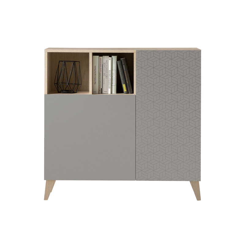 12 Pair Shoe Storage Cabinet, Light Oak/Taupe