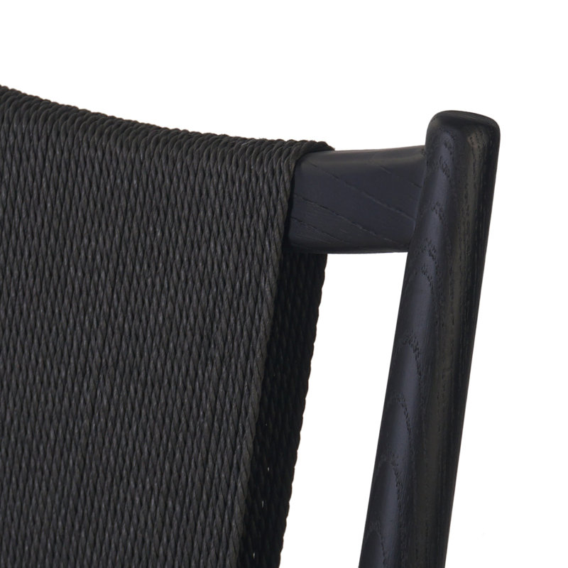 Haddon Dining Chair-Light Natural Rush, Black