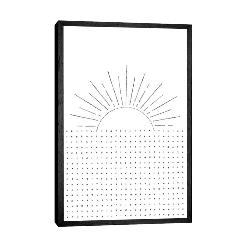 Line Art Sunset - Print on Canvas, 66.04cm H x 45.72cm W x 3.81cm D, Black Framed