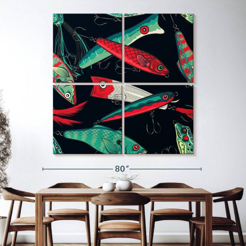 Motif de leurres de pêche Senne, H 74 po x l 74 po